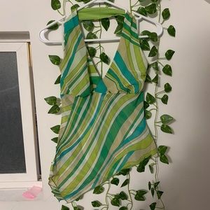 Y2K green halter top